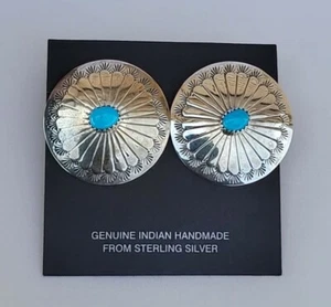 Orecchini vintage in vero argento sterling indiano turchese - ottimo regalo! - Foto 1 di 2