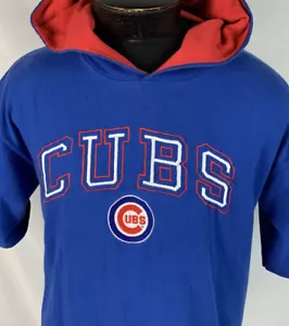 Vintage Chicago Cubs T Shirt Logo 7 Hooded S/S MLB Baseball Embroidered 80s 90s - Picture 1 of 7