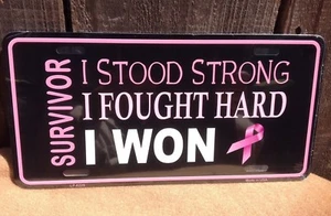 Survivor Breast Cancer Cancer Awareness Ribbon Auto Car Truck License Plate - Bild 1 von 1