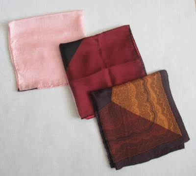 Lote de 3 Pañuelos de Bolsillo ASHEAR 100% Seda Para Hombre Italia De Colección Foto 1 de 4