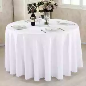 Round Tablecloth Solid Color Table Covers For Wedding Christmas Party Home Decor - Picture 1 of 44