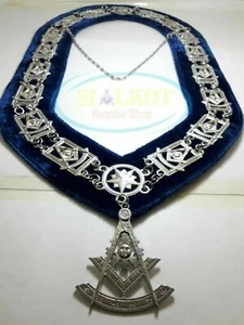 Cuello de cadena Past Master con respaldo azul con joya maestra pasada - Imagen 1 de 2