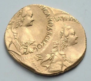 RUSSIA CARIST EMPIRE 5 RUBLES 1766 EKATERINA DOUBLE STRUCK #1017 - Picture 1 of 3