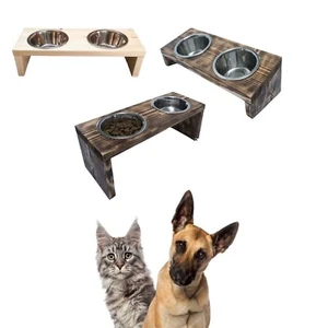 Futterstation Doppelnapf hölzerner Ständer Hundenapf Katzennapf Hundebar 2x0,9 L - Bild 1 von 95