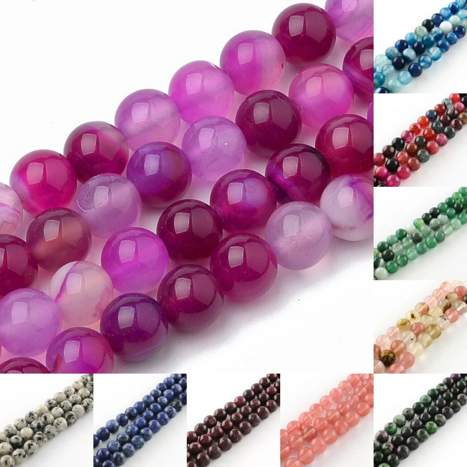 Edelstein Perlen Halbedelstein Schmuckperlen Kugel Schmucksteine 6mm 62 Stück - Bild 1 von 1