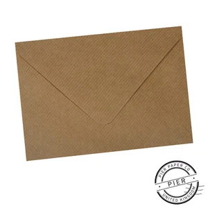 50 pack x C6 A6 Brown Ribbed Kraft Textured Envelopes 114 x 162mm 6” x 4” approx - Picture 1 of 2