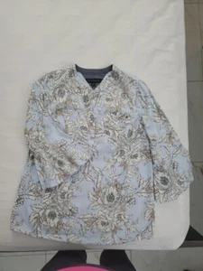 TOMMY HILFIGER Floral Heritage Button Down Shirt M Blue/White Striped Beach - Picture 1 of 3