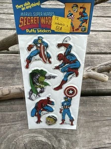 Marvel Comics Super Heroes Puffy Stickers 1988 Vintage New Spiderman Captain Ame - Picture 1 of 7