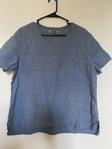 Flax Short Sleeve La Scoop Neck Women Shirt Size M - Picture 1 of 9
