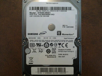 Seagate Momentus Spinpoint M8 640GB Internal 5400 RPM 6.35 cm 2.5" ST640LM001 - Image 1 of 2