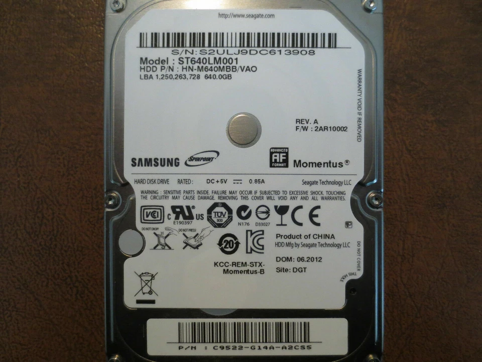 Seagate Momentus Spinpoint M8 640GB Internal 5400 RPM 6.35 cm 2.5" ST640LM001 - Image 1 of 2