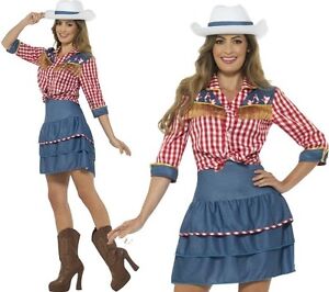 Ladies Rodeo Doll Cowgirl Fancy Dress Costume Cow Girl Outfit by Smiffys