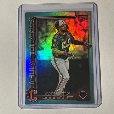 2025 Topps Update Series Aqua Rainbow Foil Johnathan Rodriguez #US142 Guardians - Image 1 of 2