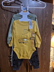 Carters Boys 4 Piece Outfit - Trucks & Dinosaurs - 9-12M - Picture 1 of 6