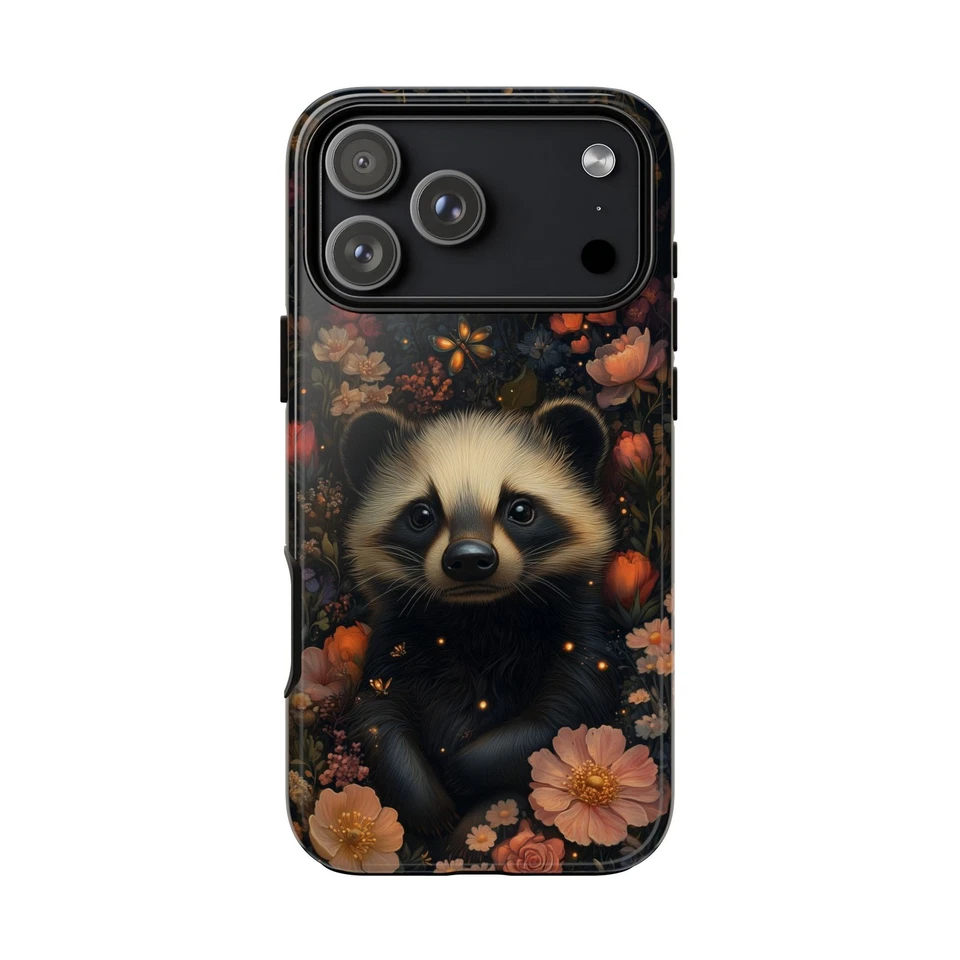 Phone Ink Case for iPhone / Galaxy / Pixel – Peaceful Honey Badger Floral Garden - Image 1 of 1