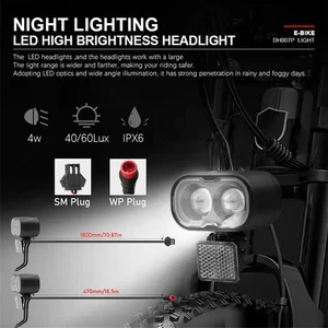 E-bike 12V/24V/36V/48V Front Light Scheinwerfer 40/60Lux IPX6 2Pin SM/WP Plug - Picture 1 of 17