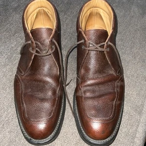 Vintage Poulson Skone & Co. Brown Pebbled Ankle Boots US 12 - Picture 1 of 8