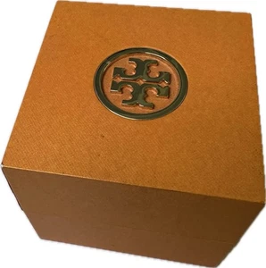 TORY BURCH Estuche de Reloj Vacío Joyería Caja de Regalo Oro Naranja AUTÉNTICO - Imagen 1 de 7