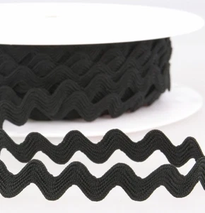 5 Yards Black .5" wide Ric Rac Trim, 13mm Rick Rack - Picture 1 of 4