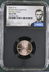2025 D 1C Penny Abraham Lincoln Shield Cent NGC MS67 RD Red  FIRST DAY Issue % - Picture 1 of 2