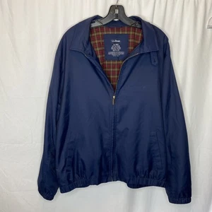 LL Bean H2OFF Harrington Jacket Mens Xlarge BlueLightweight Full Zip Plaid Lined - Picture 1 of 5