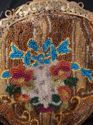 Art Deco Antique Micro Mosaic Beaded Coin Purse European Poor Condition - Image 1 of 4