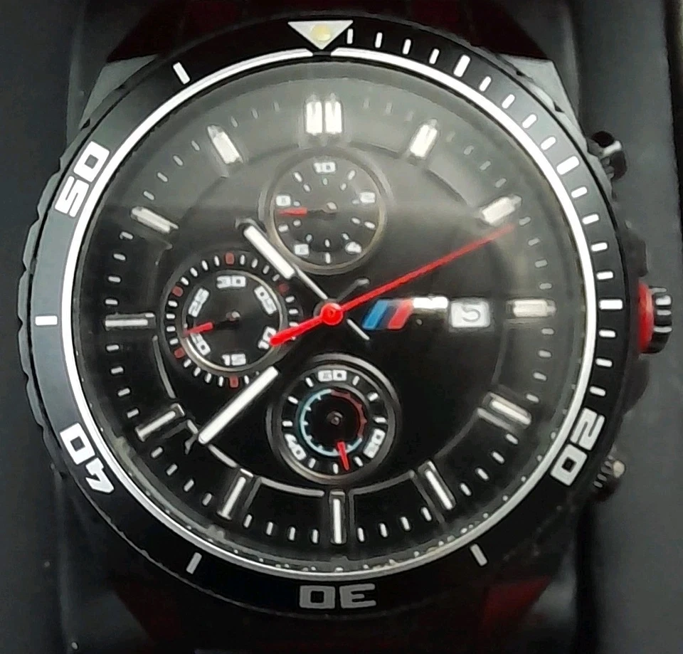 BMW Watch Chronograph Black M Performance 43mm 80262406694 Motorsport Accessory - Image 1 of 4