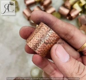 Cigar Copper Band, Dotted Art 15mm Wide Women Ring (BAND WIDE, SEE in SPECIFY) - Picture 1 of 4