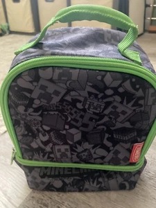 MINECRAFT MOJANG ISOLIERTE THERMOSKANNE BROTDOSE ZWEI FÄCHER GRÜN SCHWARZ - Bild 1 von 10