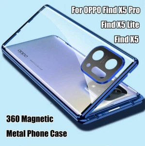 360° Magnetic Metal Case for OPPO Find X8 RENO 13F 12F Dual Sided Tempered Glass - Picture 1 of 13