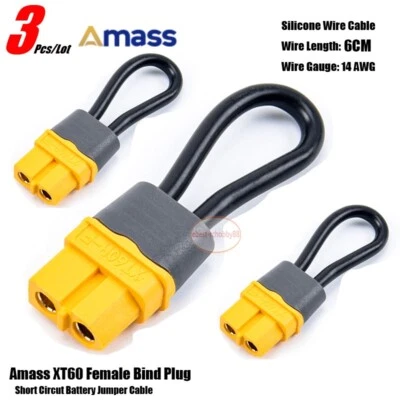 3pcs Model Amass XT60 Bind Plug Loop Connector Short Circut Battery Jumper Cable - Image 1 of 3