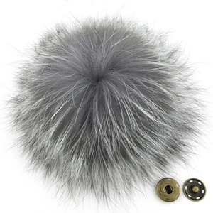 15 cm/6 Zoll Echt Silberfuchs Pelz Bommel Ball mit Druckknopf Zum Selbermachen Mütze Kappe Zubehör - Bild 1 von 6
