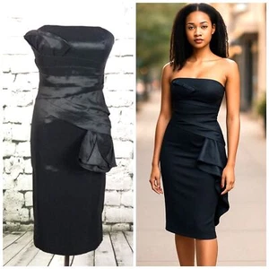 ROMEO & JULIET Strapless Bodycon Cocktail Retro Wiggle Dress Sculptural LBD  - Picture 1 of 8