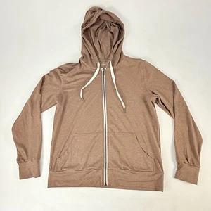 Zyia Active Brown Heathered Full Zip Hooded Jacket Windbreaker Thumbholes Size S - Bild 1 von 10