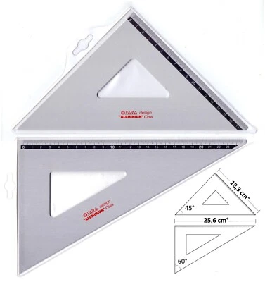 COPPIA SQUADRE ALLUMINIO 26 CM - 45° e 60° - COPPIA SQUADRETTE - SQUADRA - Immagine 1 di 4