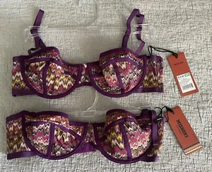 NWT! 2 VINTAGE MISSONI FOR TARGET UNDERWIRE MESH BRAS IN PRINCESS PINK - SZ 34B - Picture 1 of 10