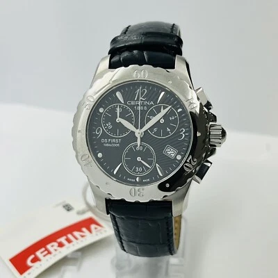 Certina DS First Women's Chronograph Steel Sapphire Crystal Black 35mm Watch - image 1 of 4