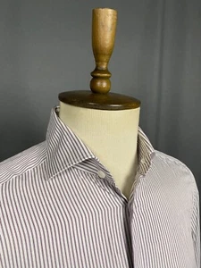 Ermenegildo Zegna Herren Langarmhemd weiß lila gestreift Größe 39/15 1/2 - Bild 1 von 12