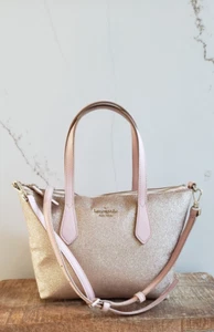 Borsa a tracolla Kate Spade mini borsa a tracolla oro glitter rosa bordo vacanza - Foto 1 di 11