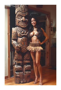 1960s Exotic Hula Dancer Tiki Art Print tc5 - Picture 1 of 2