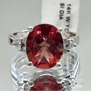 New 3 Carat Red Andesine Diamond 14 Karat Gold Ring - Picture 1 of 13