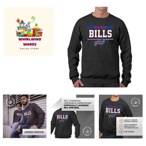 NFL Adult Long Sleeve Team Block Charcoal Crewneck Sweatshirt - Stay Warm & R... - Picture 1 of 7