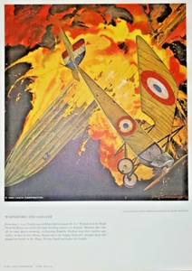 1915 Batalla con Zeppelin Primera Guerra Mundial Aviación Militar Arte Leach Corp 1962 Litografía Impresión - Imagen 1 de 4