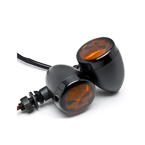 4X Amber Motorcycle Turn Signal Black Light For Harley Chopper Bobber Cafe Racer - Picture 1 of 6