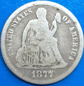 USA 1877 Dime 10C Seated Liberty silver - Picture 1 of 7