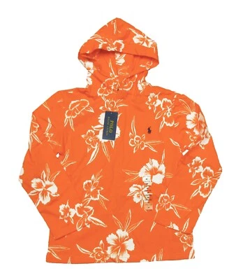 Polo Ralph Lauren Boys Orange Floral Graphic Print Hooded T Shirt - Image 1 of 3