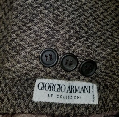Vintage 44S G. Armani Wool Brown Chevron Crepe Tweed Sport Coat Jacket Blazer - Image 1 of 4