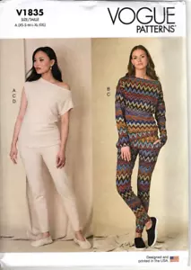 Vogue V1835 Misses XS to XXL Lounge Top, Pants and Slippers Sewing Pattern New - Picture 1 of 2