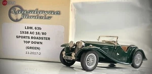 Lansdowne LDM 63b 1938 AC 16/80 Sports Roadster Top Down (Green) - Picture 1 of 16