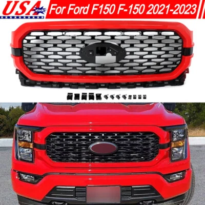 Fits Ford F-150 2021 2022 2023 Front Bumper Upper Grille Grill Race Red Surround - Изображение 1 из 4
